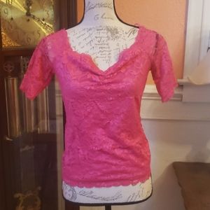 GU Guess hot pink lace off the shoulder top